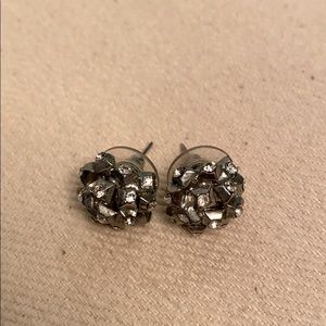 Silver Cluster Earrings with Pave Stones